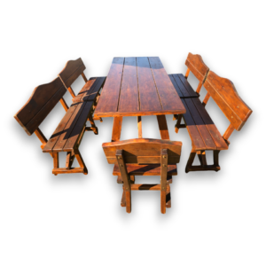 Mesa de barbacoa con bancos