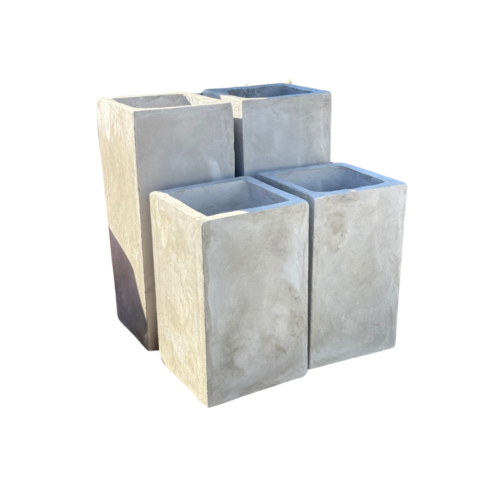 Maceta rectangular gris