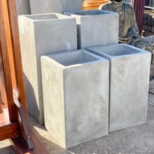 Maceta rectangular gris